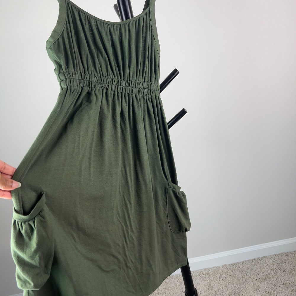 Mossimo Supply Co Olive Green Empire Waist Mini Dress Pockets Medium Sleeveless
